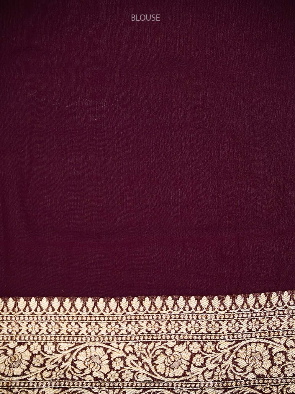 Wine Jaal Khaddi Georgette Handloom Banarasi Saree - Sacred Weaves