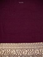 Wine Jaal Khaddi Georgette Handloom Banarasi Saree - Sacred Weaves