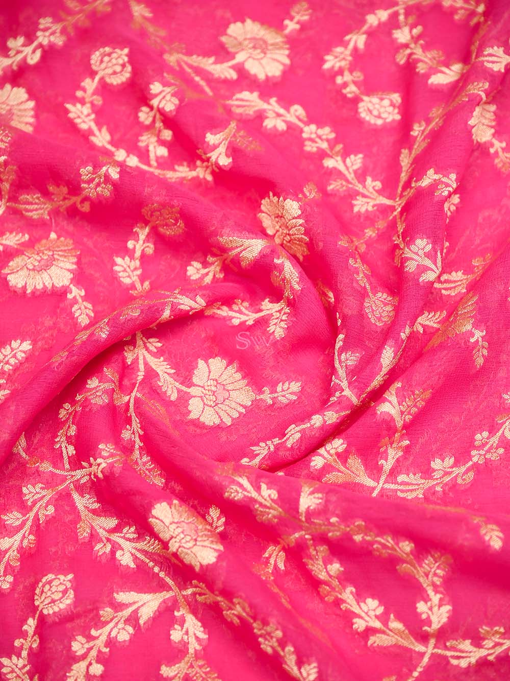 Pink Jaal Khaddi Georgette Handloom Banarasi Saree - Sacred Weaves