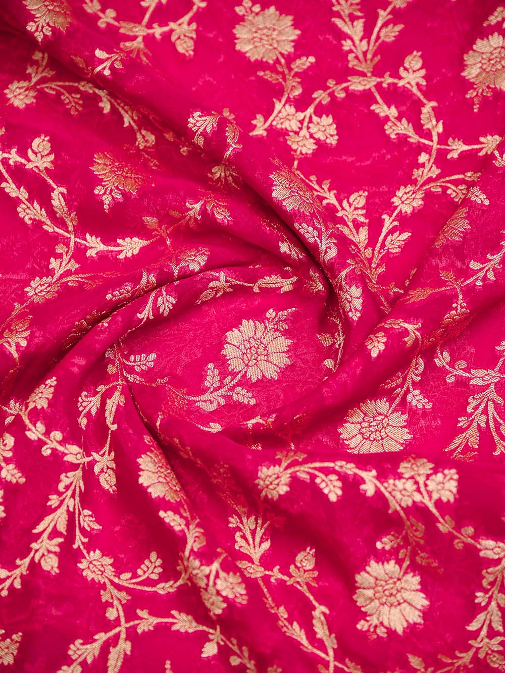 Dark Pink Jaal Khaddi Georgette Handloom Banarasi Saree - Sacred Weaves