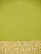 Pastel Lime Green Jaal Khaddi Georgette Handloom Banarasi Saree - Sacred Weaves