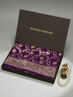 Purple Jaal Khaddi Georgette Handloom Banarasi Saree - Sacred Weaves
