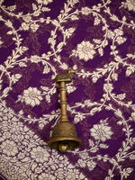Purple Jaal Khaddi Georgette Handloom Banarasi Saree - Sacred Weaves