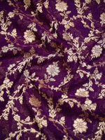 Purple Jaal Khaddi Georgette Handloom Banarasi Saree - Sacred Weaves