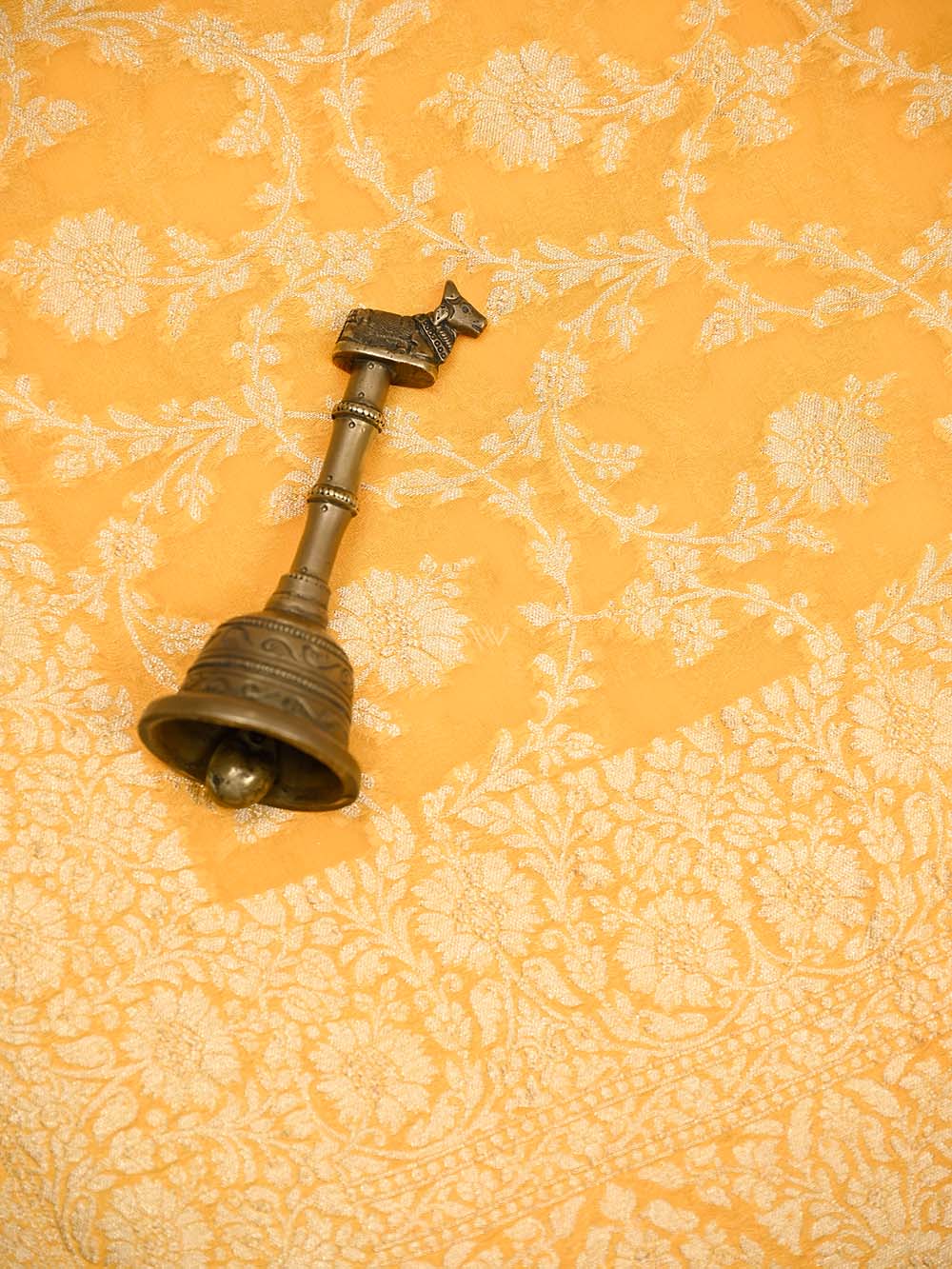 Yellow Jaal Khaddi Georgette Handloom Banarasi Saree - Sacred Weaves