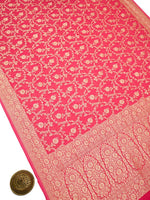 Coral Pink Jaal Khaddi Georgette Handloom Banarasi Saree - SacredWeaves
