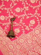 Coral Pink Jaal Khaddi Georgette Handloom Banarasi Saree - Sacred  Weaves