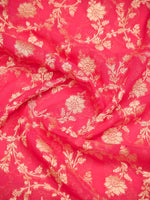 Coral Pink Jaal Khaddi Georgette Handloom Banarasi Saree - SacredWeaves