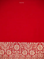 Red Jaal Khaddi Georgette Handloom Banarasi Saree - Sacred Weaves