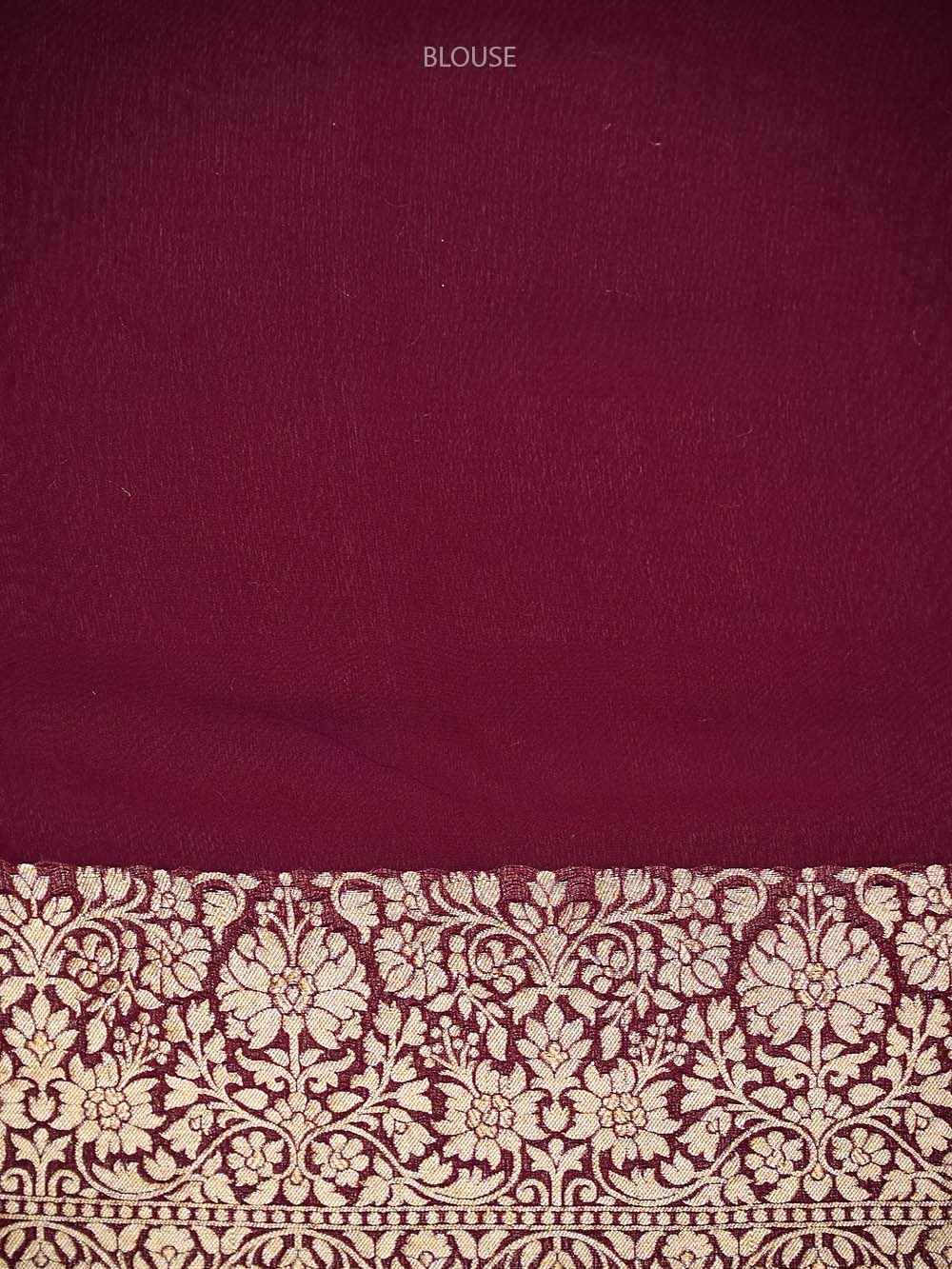 Wine Jaal Khaddi Georgette Handloom Banarasi Saree - Sacred Weaves