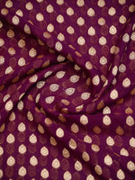 Purple Booti Khaddi Georgette Handloom Banarasi Saree - Sacred Weaves