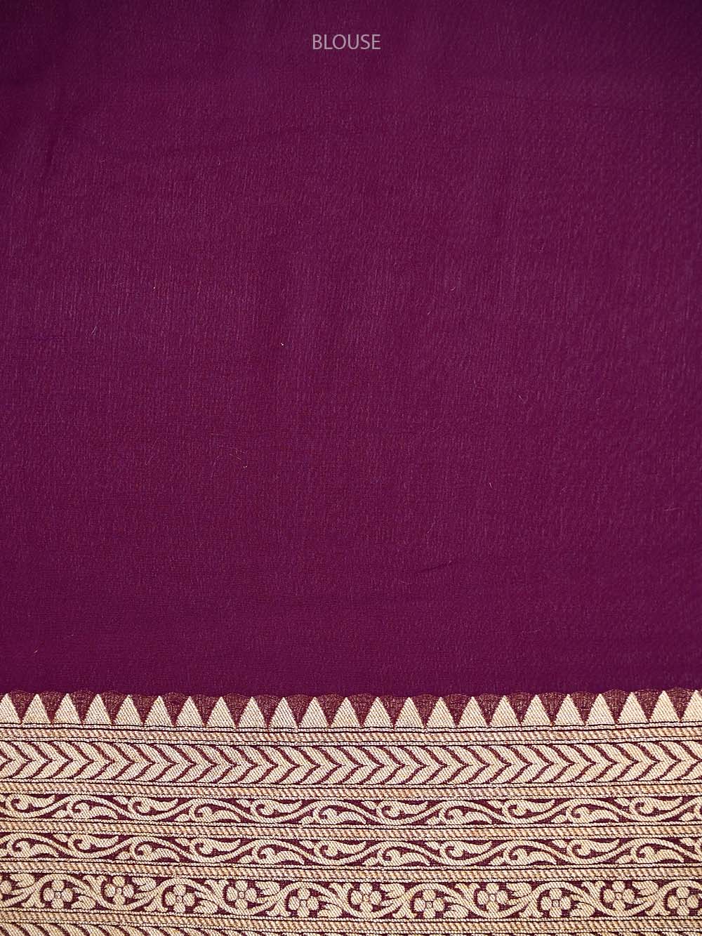 Purple Booti Khaddi Georgette Handloom Banarasi Saree - Sacred Weaves