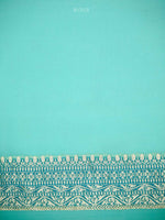 Aqua Blue Rangkat Jaal Khaddi Georgette Handloom Banarasi Saree - Sacred Weaves