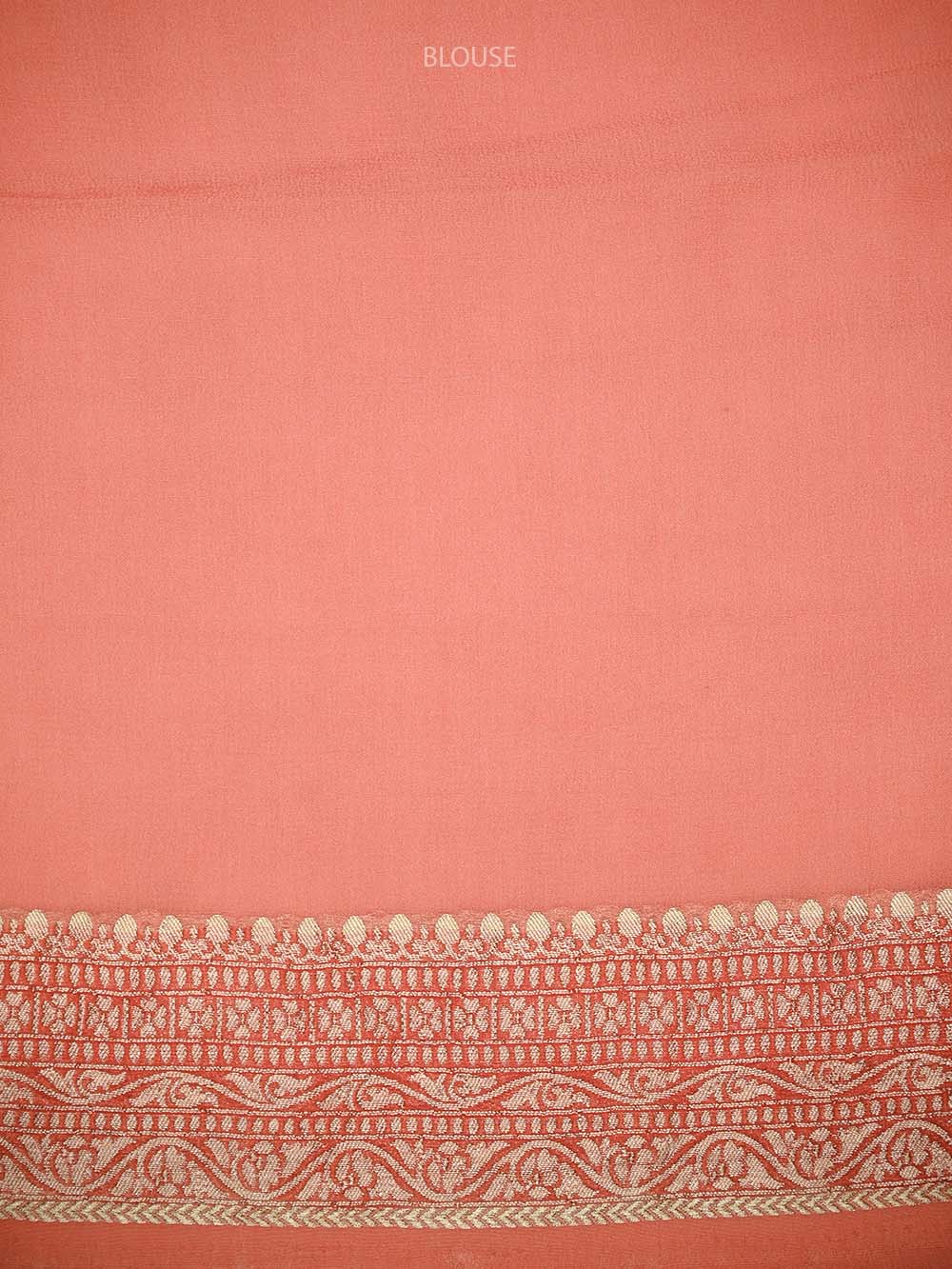 Pastel Peach Rangkat Jaal Khaddi Georgette Handloom Banarasi Saree - Sacred Weaves