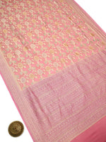 Pastel Pink Rangkat Jaal Khaddi Georgette Handloom Banarasi Saree - Sacred Weaves