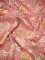 Pastel Pink Rangkat Jaal Khaddi Georgette Handloom Banarasi Saree - Sacred Weaves
