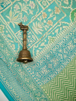 Aqua Blue Rangkat Jaal Khaddi Georgette Handloom Banarasi Saree - Sacred Weaves