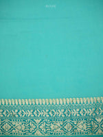 Aqua Blue Rangkat Jaal Khaddi Georgette Handloom Banarasi Saree - Sacred Weaves