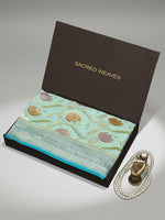 Aqua Blue Rangkat Jaal Khaddi Georgette Handloom Banarasi Saree - Sacred Weaves