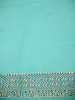 Aqua Blue Rangkat Jaal Khaddi Georgette Handloom Banarasi Saree - Sacred Weaves