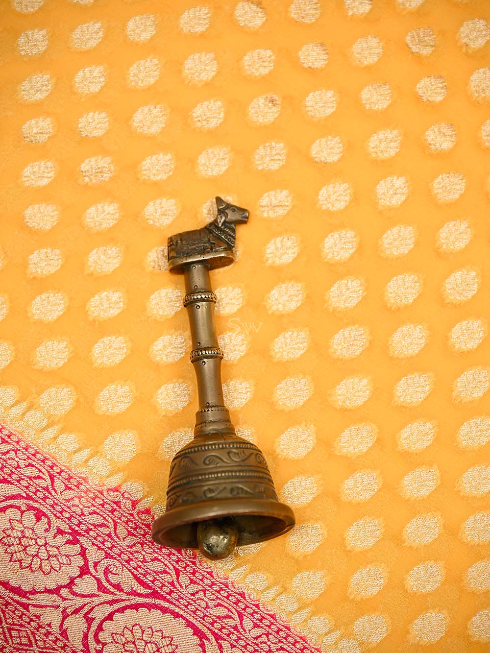 Mustard Booti Khaddi Georgette Handloom Banarasi Saree  - Sacred Weaves