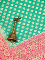 Sea Green Booti Khaddi Georgette Handloom Banarasi Saree - Sacred Weaves