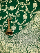Bottle Green Jaal Khaddi Georgette Handloom Banarasi Saree - Sacred Weaves