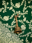 Bottle Green Jaal Khaddi Georgette Handloom Banarasi Saree - Sacred Weaves