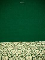 Bottle Green Jaal Khaddi Georgette Handloom Banarasi Saree - Sacred Weaves