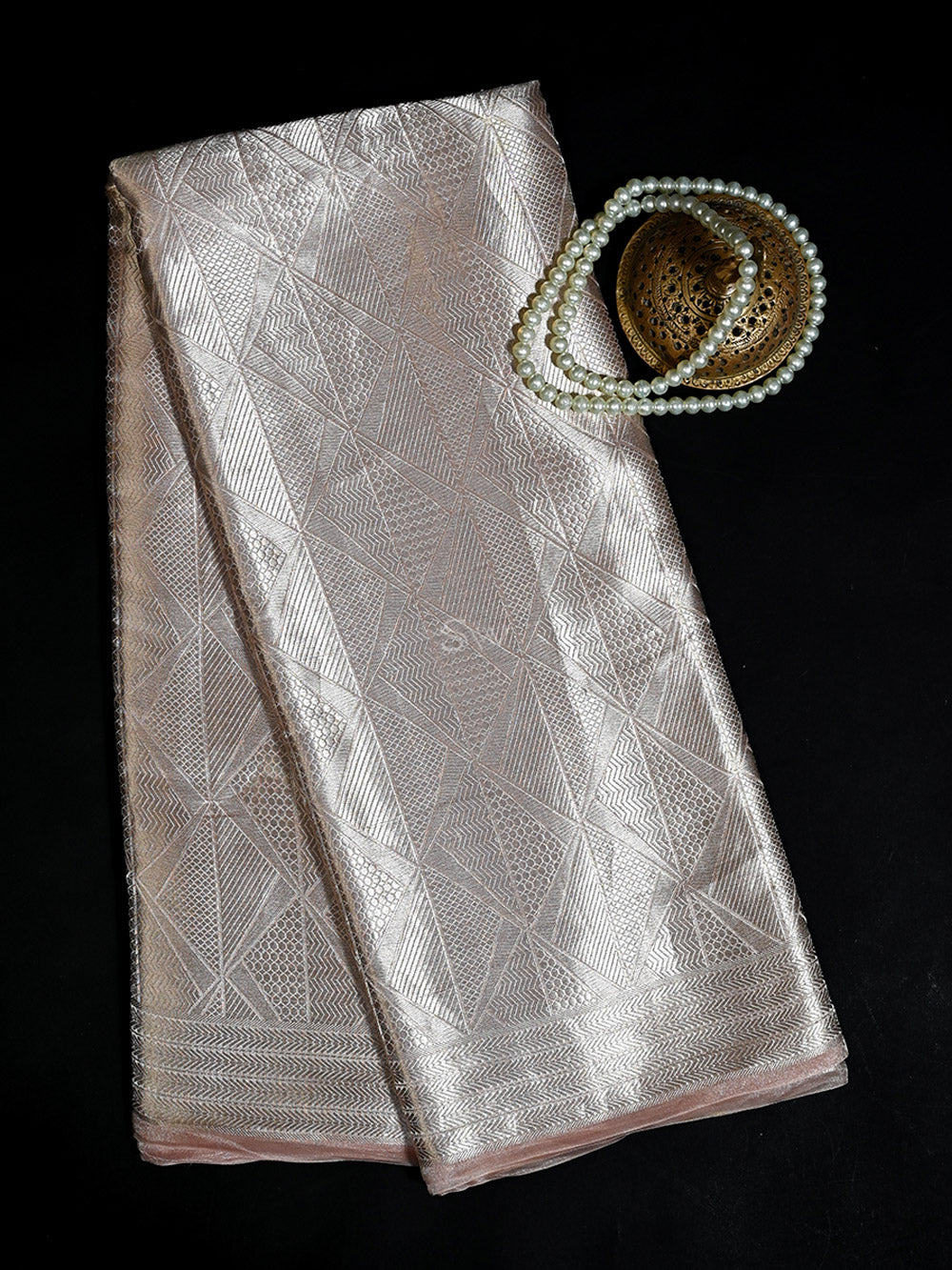 Pastel Pink Tissue Brocade Handloom Banarasi Saree - Sacred Weaves