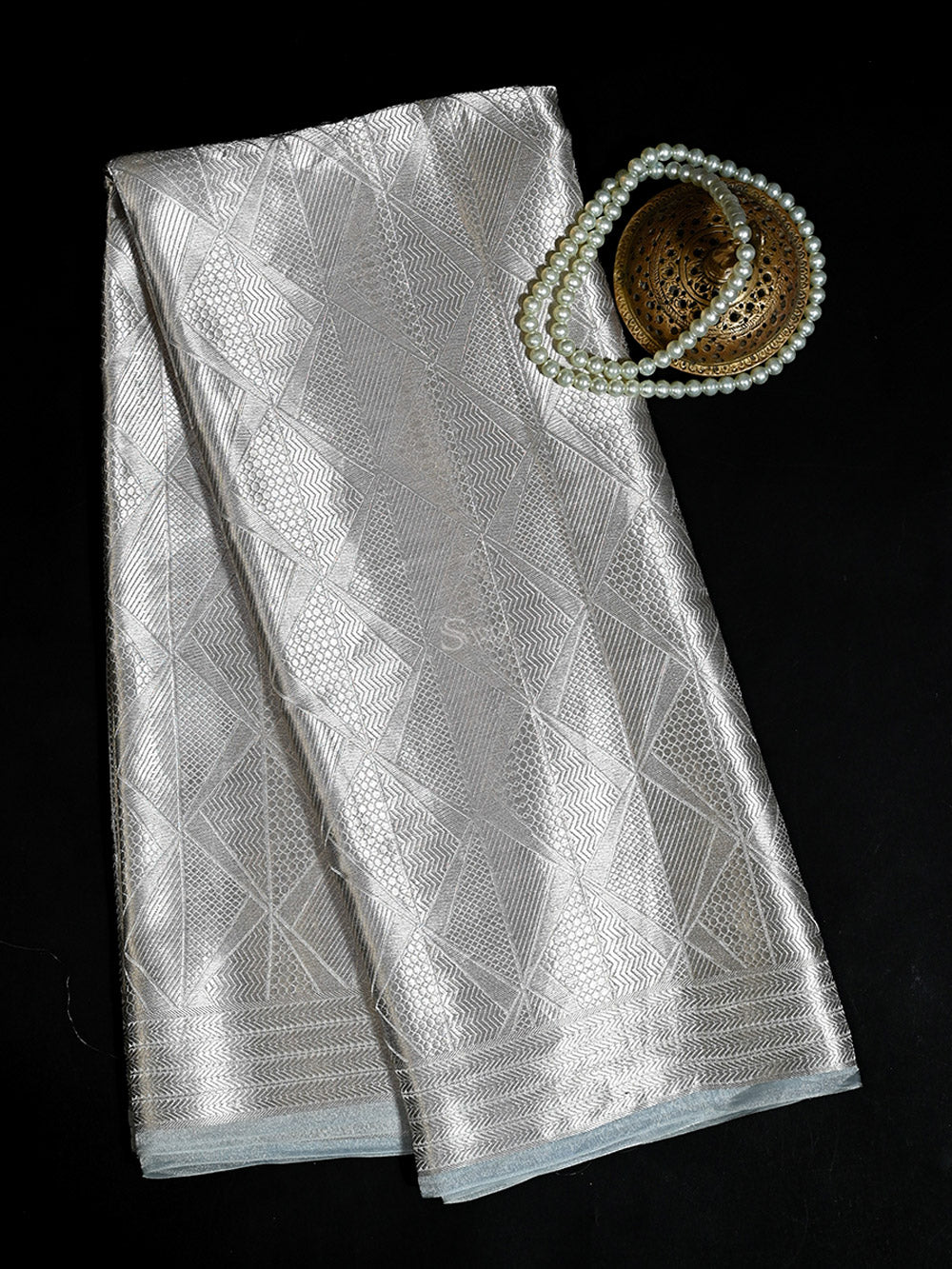 Pastel Blue Tissue Brocade Handloom Banarasi Saree - Sacred Weaves