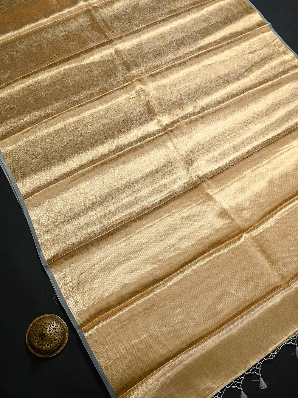Pastel Grey Tissue Brocade Handloom Banarasi Saree - Sacred Weaves