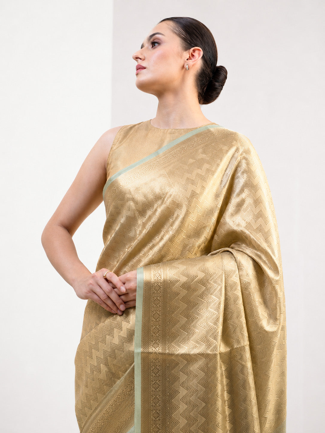 Mint Green Tissue Brocade Handloom Banarasi Saree - Sacred Weaves