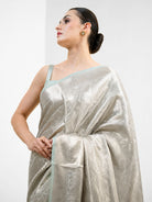 Mint Green Tissue Brocade Handloom Banarasi Saree - Sacred Weaves