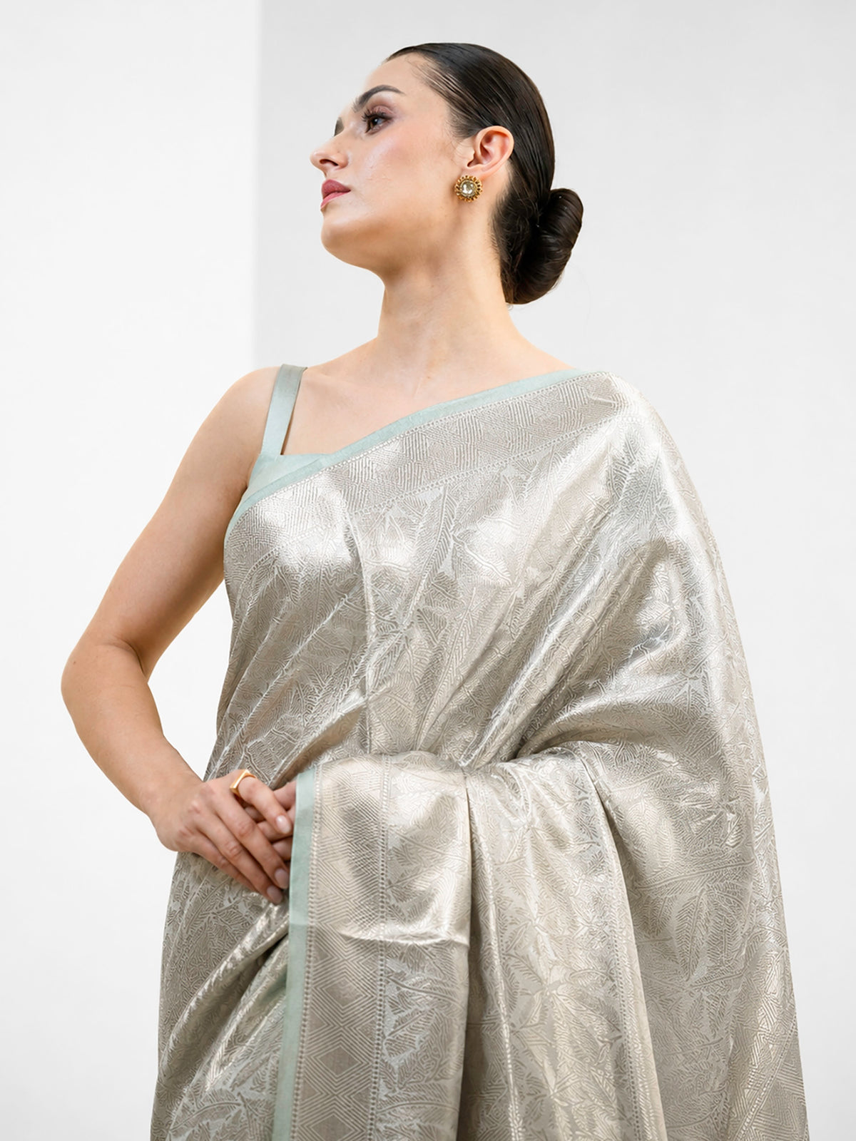 Mint Green Tissue Brocade Handloom Banarasi Saree - Sacred Weaves