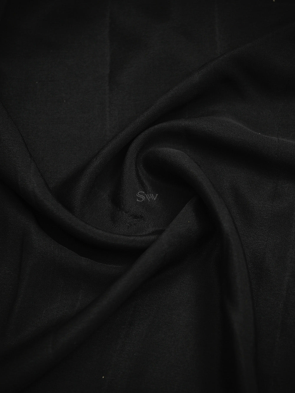Black Plain Crepe Silk Handloom Banarasi Saree - Sacred Weaves