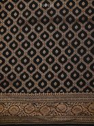 Black Plain Crepe Silk Handloom Banarasi Saree - Sacred Weaves