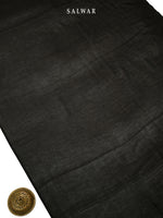 Black Printed Chanderi Silk Handloom Banarasi Suit - Sacred Weaves