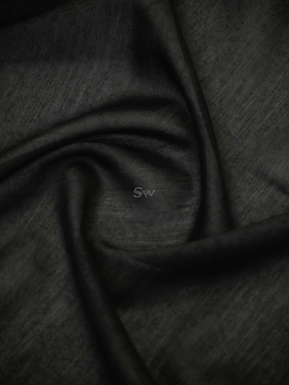 Black Printed Chanderi Silk Handloom Banarasi Suit - Sacred Weaves