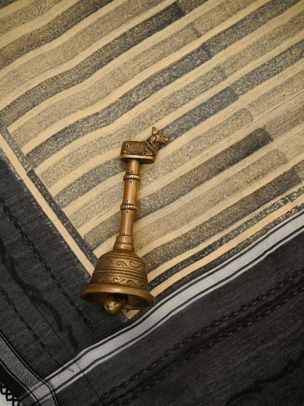 Black Printed Chanderi Silk Handloom Banarasi Suit - Sacred Weaves