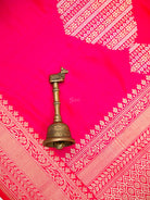 Pink Orange Katan Silk Handloom Banarasi Dupatta - Sacred Weaves