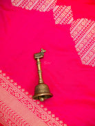 Pink Orange Katan Silk Handloom Banarasi Dupatta - Sacred Weaves