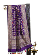 Purple Meenakari Katan Silk Handloom Banarasi Dupatta - Sacred Weaves