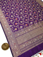 Purple Meenakari Katan Silk Handloom Banarasi Dupatta - Sacred Weaves