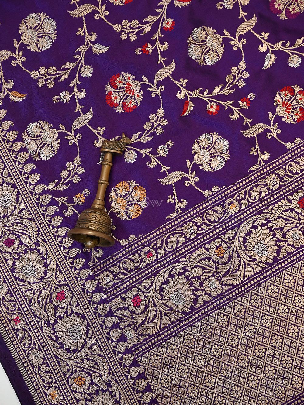 Purple Meenakari Katan Silk Handloom Banarasi Dupatta - Sacred Weaves