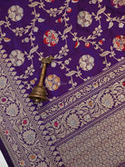 Purple Meenakari Katan Silk Handloom Banarasi Dupatta - Sacred Weaves