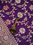 Purple Meenakari Katan Silk Handloom Banarasi Dupatta - Sacred Weaves