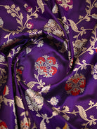 Purple Meenakari Katan Silk Handloom Banarasi Dupatta - Sacred Weaves