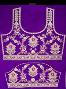 Purple Meenakari Satin Silk Handloom Banarasi Lehenga - Sacred Weaves