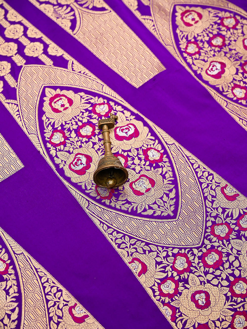 Purple Meenakari Satin Silk Handloom Banarasi Lehenga - Sacred Weaves